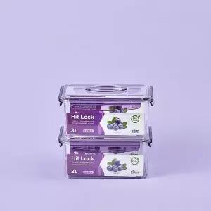 [에코센스] 히트락 올트라이탄 밀폐용기 대형 핸들형 직사각 3000ml x2개