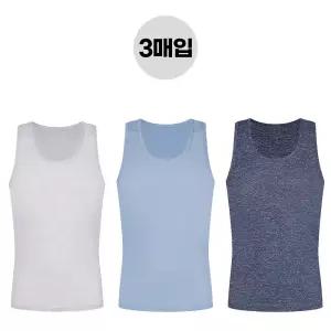 [폴밋]남성 조끼런닝 쿨 인견 레이온 여름 컬러 런닝 셔츠 3매입 세트 국산 선물