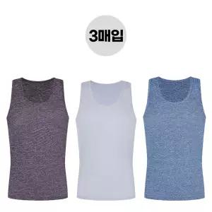 [폴밋]남자 인견 레이온 시원한 여름런닝 유색 민소매 조끼 런닝 3매 세트 국내산