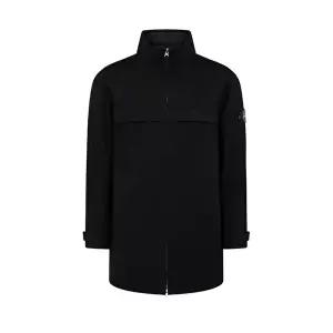 [스톤 아일랜드]15주년 화이트 와펜 후드 수납 하프코트 블랙 711542934 V0029