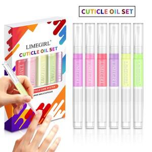 LIMEGIRL 6PCS 네일 케어 영양 큐티클 오일 펜 선물 상자 세트 매니큐어 데드 스킨 크랙