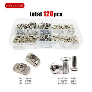 120 상자 시리즈 너트 슬라이딩 M3 해머 M5 키트 프로파일 블록 20 압출 나사 트랙 알루미늄 모양 M4 슬롯 세트