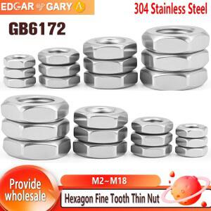 M2 M2 M3 M14 304 육각 스테인리스 M6 헥스 M5 M4 50개 나사 미세 GB6172 2개 M18 플랫 스틸 얇은 너트 M10 M16 M8 M12