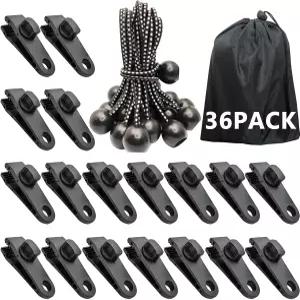루야딘 방수 클립 헤비 듀티 잠금 그립 36팩 클램프 번지 코드 텐트 어닝 카라반 캐노피 자동차 커버