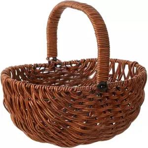 결혼식 보관 피크닉 부활절 정리 등을 위한 위커 라탄 플라워 걸 바구니 다크 브라운 핸드 직조 수확