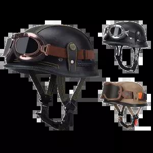 빈티지 오토바이 반헬멧 고글포함 PU가죽 남녀공용