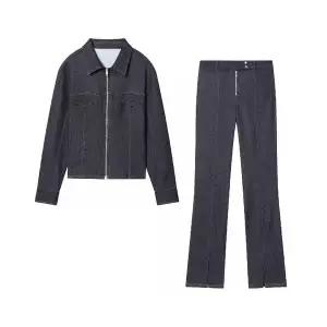 겨울 여자정장세트 공급 데님 재킷 아우터 긴바지 세트 ible4