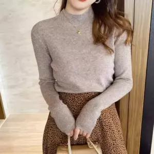 니트 반목 여성 반폴라 무지 기본 슬림핏 데일리