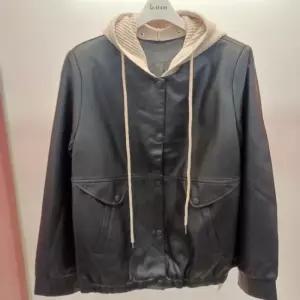 Latium HC06 스판 제니 레더 라이더 탈부착 후드 가죽 벌룬 쟈켓  T2613jk03B1