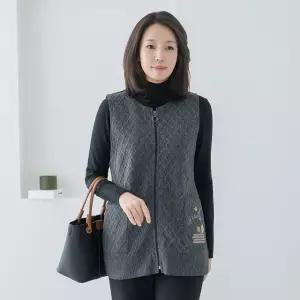 엄마옷 마담4060 롱지퍼와플조끼-QVE2601019-