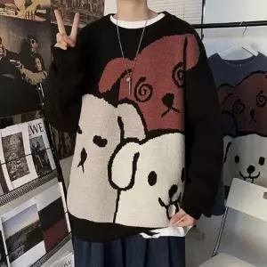 [모로엠] 강아지 패턴 니트 남성 겨울 스웨터 ON-KN-QWFI0P7A