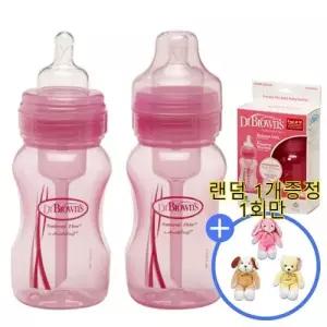 닥터브라운 와이드형 PP젖병 250ml트윈팩(1단계꼭지포함) 핑크 (옵션스 모델은 호환불가) 사은증정 1개