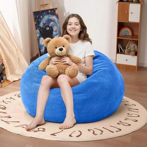 칸순나 2피트 빈백 의자: 메모리 폼이 채워진 2인치 빈백, 편안한 의자 눈물방울 소파, 코듀로이 커버 포함