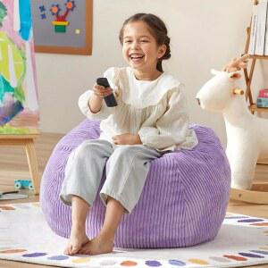 호베스틀룩 2.5피트 빈백 의자 작은 충전재 포함 침실 거실용 탈착식 커버 티어드롭 빈백(소형, 보라색)