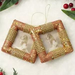 로즈골드 크리스마스 트리 장식 글리터 트리 오너먼트 2p 세트 파티