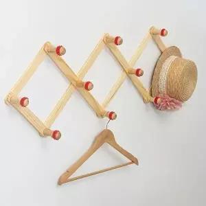 원목 벽걸이 자바라 행거 접이식 모자 옷걸이 대형 (KYR-WC1E43C)
