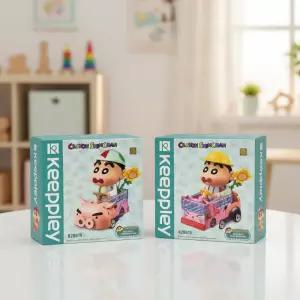 짱구는못말려 블럭 피규어 미니 스쿨버스 부리부리대마왕 액션가면카 열차 만들기 블록 자동차