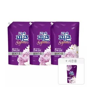 피죤 고농축 섬유유연제 시그니처 리필, 미스틱레인, 1.6L, 3개 + 증정 ( 미스틱레인300ml,1개 )