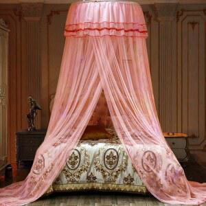 여자 침대를 위한 Jolitac 침대 캐노피 레이스 모기장, 독특한 프린세스 플레이 텐트 메시 대형 돔 커튼 드레이프 집과 여행 (핑크)