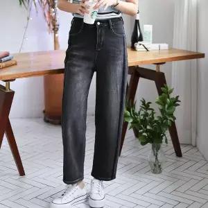 [하프클럽/다잇템]여자 FW 세미배기 워싱 백밴딩 청바지