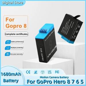 GoPro Hero 8 7 6 5용 1680mAh 리튬 이온 배터리 팩 충전식 모션 카메라 보관