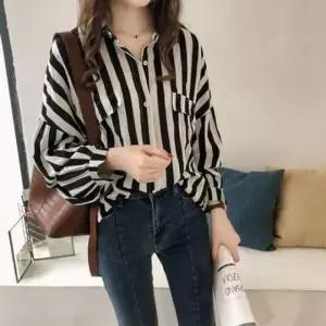 여아용 스트라이프 와이드핏 캐주얼 셔츠 드레스