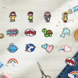 열부착 와펜 패치 가정용 재봉틀 패치13개세트 귀여운와펜 자수와펜 열접착패치