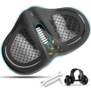 JJZOUEN 2025 새로운 자전거 시트, 남성용 노즈리스 시트 쿠션, 오버사이즈 크루저 안장, 편안한 대형 MTB, 펠로톤, 전기 액세서리