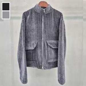 남자 하이넥 투웨이 풀집업 니트 자켓 5C-JKA-Q113-그레이