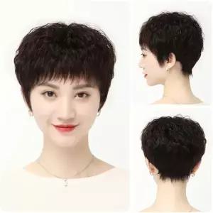 중년 여성 패션 통가발 단발머리펌 전체가발