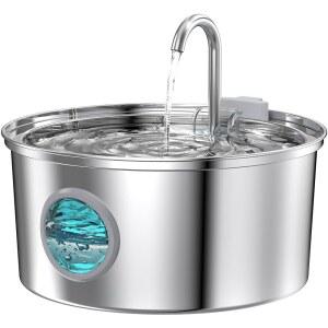 고양이 분수 스테인리스 스틸: 음용용 - 실내용 108온스 / 3.2리터 애완동물 고양이를 위한 조용한 물 수도꼭지 중소형 반려동물을