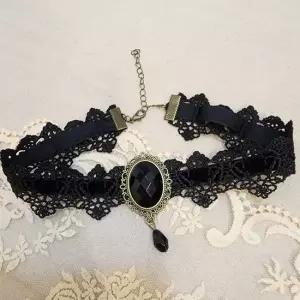 보석 목걸이 초커 레이스 북유럽풍 검정 북유럽풍 검정 할로윈 파티 초커 넥 큐빅