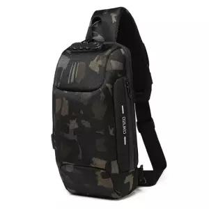 멀티 수납 USB포트 트렌디 방수 데일리 슬링백 카모 캐주얼슬링백 학생슬링백 남자슬링백