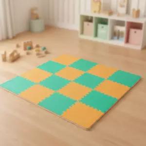 비앤씨 홈트 양면 퍼즐매트 (오렌지그린) 체육관 놀이방 층간소음 매트 (4장 1세트)