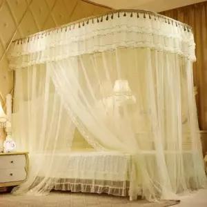 [골드스마일]침대모기장 레이스 침대용 텐트 베이지