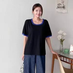 빅사이즈 306 스퀘어넥스판블라우스 DBNP604