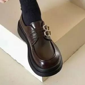 더블 버클 통굽 로퍼 메리제인 키높이 플랫폼 슈즈