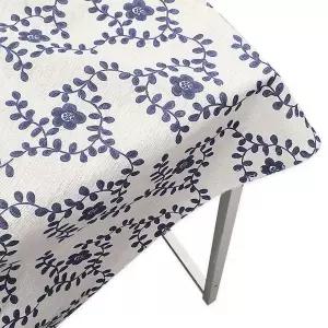 중 테이블보 파란꽃 린넨