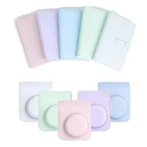 Instax Mini 12 11 카메라 케이스 용 Fujifilm 필름 가방 어깨 끈이있는 PU 가죽 부드러운 실리콘 커버 핑