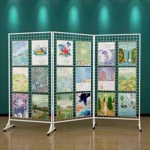 네트망 파티션 철망 높이 접이식 휀스망 스탠드 그림