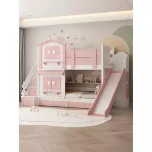 어린이 2층침대 벙커형 키즈 미끄럼틀 스틸 이층 조립식 세트 싱글