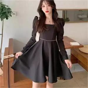 [오노마] ONM 러블리 플레어 원피스 A라인 어깨셔링 스퀘어넥 (S8056011)