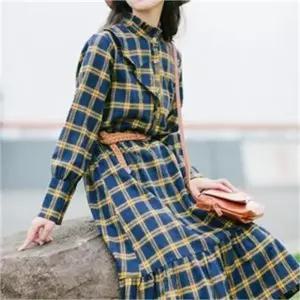 [오노마] ONM 체크 롱 원피스 유니크 카라 러블리한 데이트룩 코디 (S8117707)