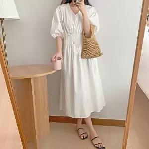 [오노마] ONM 하객룩 허리밴딩 A라인 소매볼륭 단아한 롱원피스 (S10259060)