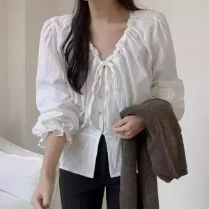 [코코블랑] [코코메이드]로츠 셔링 블라우스