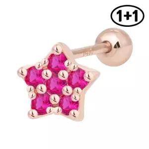 14K 골드핀 푸시켓 큐빅 별 피어싱 1+1