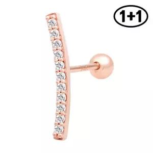 14K 골드핀 아칭 큐빅 귓바퀴 피어싱 1+1