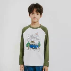 [보리보리/아웃도어프로덕츠 키즈]배색 라글란 그래픽 티셔츠 (그린) OD251ILS03_GRN