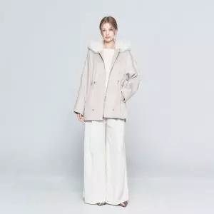 [사바티에](강남점)폭스 트리밍 울 케이프 자켓 (J22490SS)