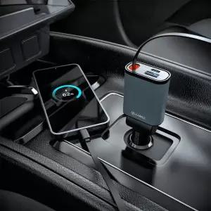 카플 3in1 릴타입 슬림 시거잭 차량용 고속 충전기 동시충전 PD 57W